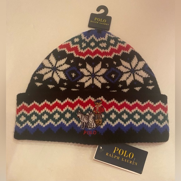 POLO RALPH LAUREN Bear Husky Dog Sled Beanie Hat Unisex